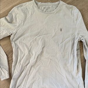 All Saints Men's Off-White Long Sleeve Tee